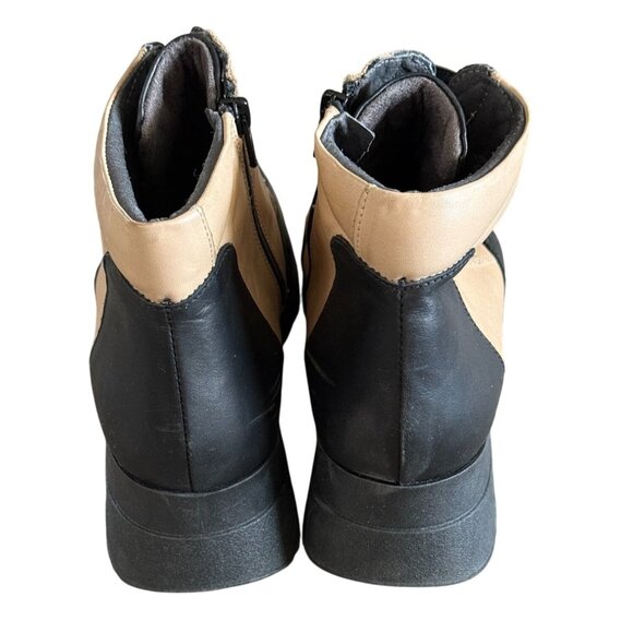 Pitillos Womens Two-Tone Black & Beige Leather Ankle Boots Size 40 Made in Spain - Picture 3 of 8